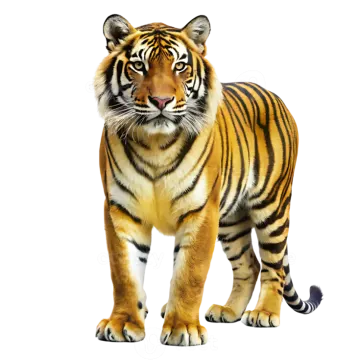 a tiger standing on a white background