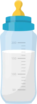 a baby bottle with a blue lid