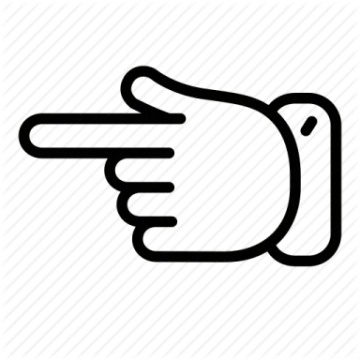 a black and white icon of a pointing finger