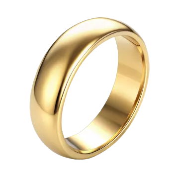a gold wedding ring on a white background