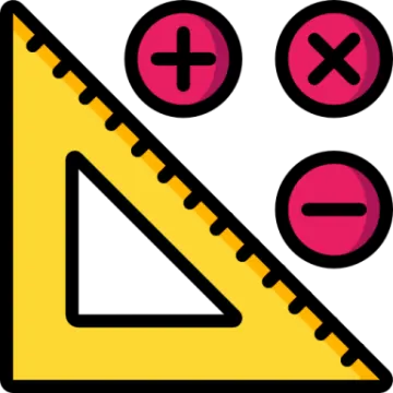 a yellow triangle with three red circles around it