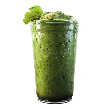 a green smoothie in a tall glass