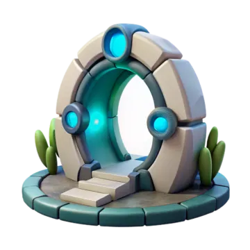 a white and blue object with green accents