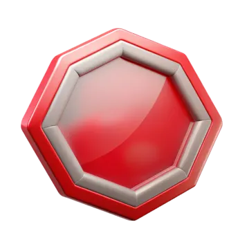 a red and gray hexagon on a white background
