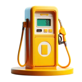 an orange gas pump on a white background