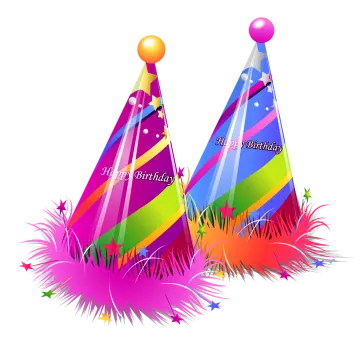 two party hats with the word happy birthday