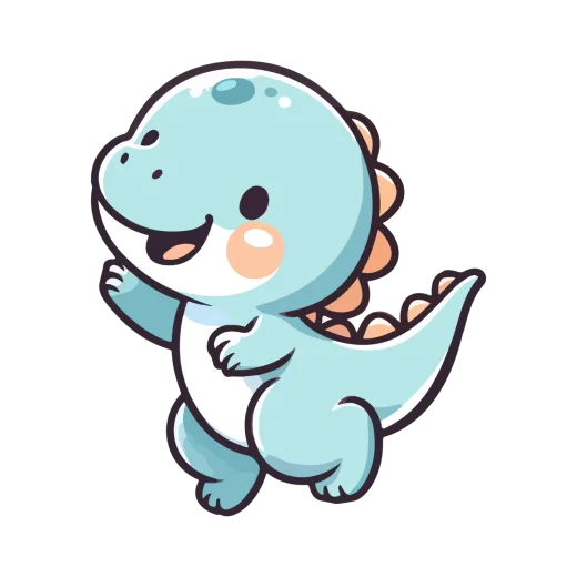 a cute little blue dinosaur with a big smile on his face