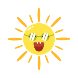 a cartoon sun with glasses on it