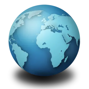 a blue globe on a white background