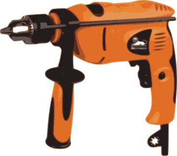 an orange and black driller on a white background