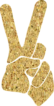 the letter v made up of gold mosaic tiles