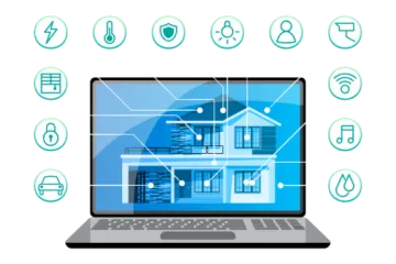 a laptop with a house on the screen