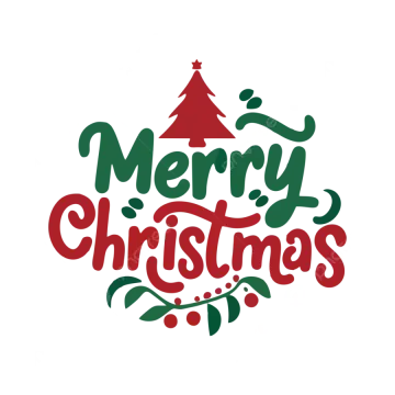 merry christmas lettering with red and green leaves