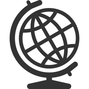 a black and white icon of a globe