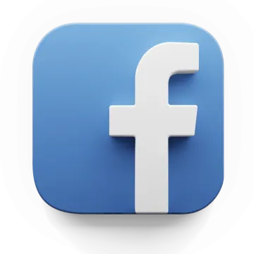 a blue and white facebook logo on a white background