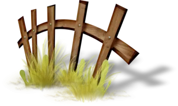 a wooden fence with grass growing out of it