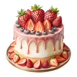 a cake with strawberries on top of it