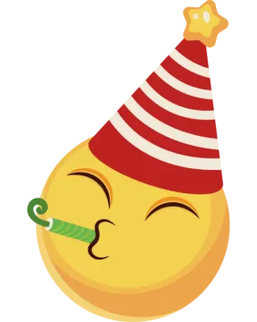 a yellow lemon wearing a red and white striped hat
