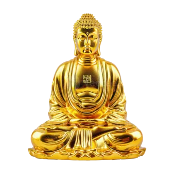 golden buddha statue on white background