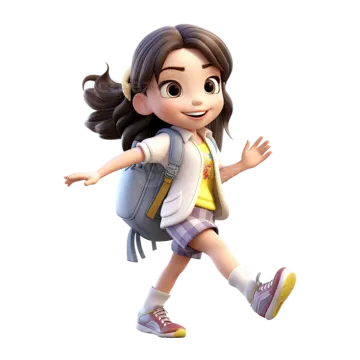 a little girl with a backpack and a backpack