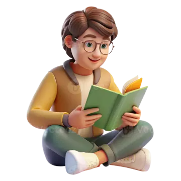 a boy sitting on the floor reading a book