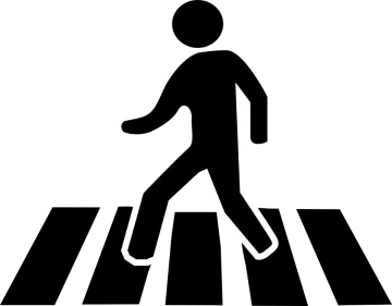 a black and white silhouette of a pedestrian crossing