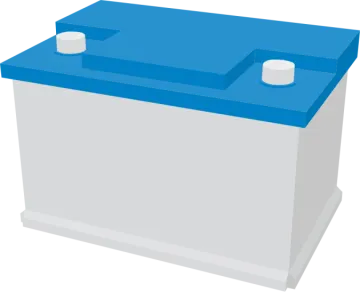 a blue and white car battery