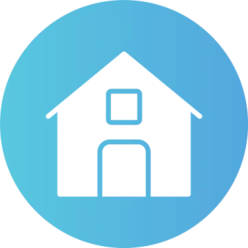 a house icon in a blue circle