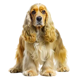 a brown and white dog with long hair