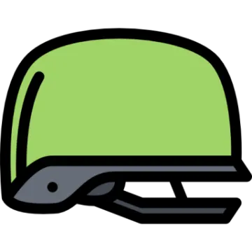 a green helmet