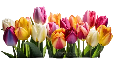 a bunch of multi colored tulipps