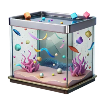 an aquarium filled with colorful objects