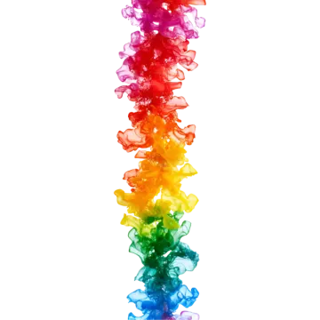 a rainbow colored stream of water on white background