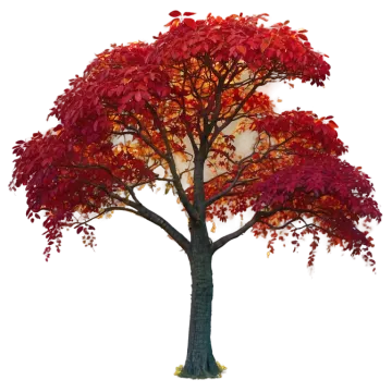 a tree with red leaves on it