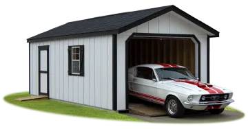 a car is parked in a garage