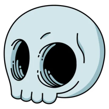 a cartoon skull with big eyes