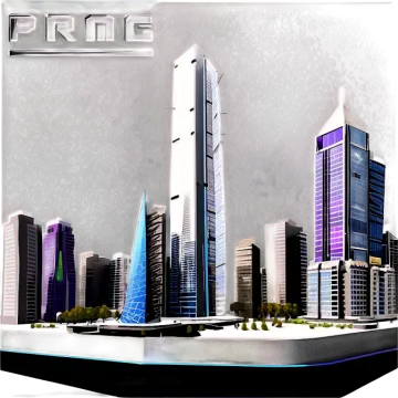 a drawing of a city with skyscrapers