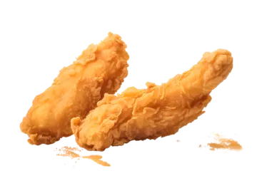 two pieces of fried chicken on white background