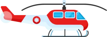 a red and white helicopter on a white background