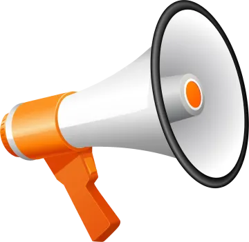 an orange and white megaphone on a white background
