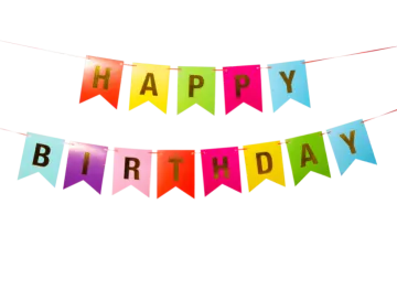 a birthday banner with the words happy birthday on it