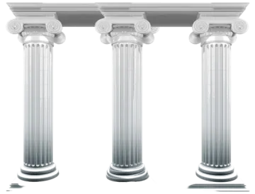 three white columns with ionics