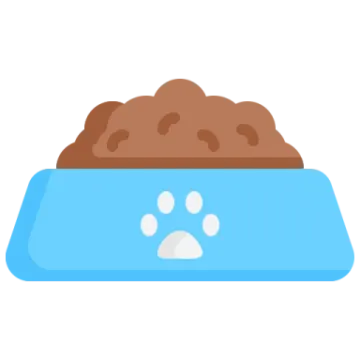 a blue bowl with a dog's paw