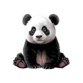 a panda bear sitting down on the ground