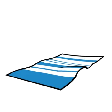 a blue and white striped towel