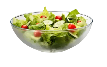 a salad in a glass bowl