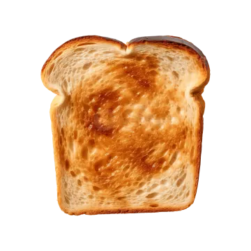 a piece of toasted bread on a white background