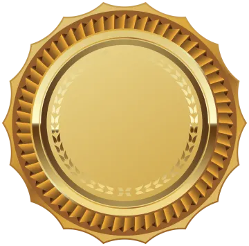 a gold medal with a white background