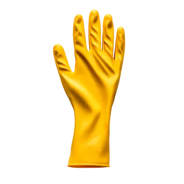 a yellow glove on a white background