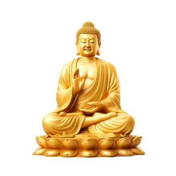 a golden buddha statue on a white background